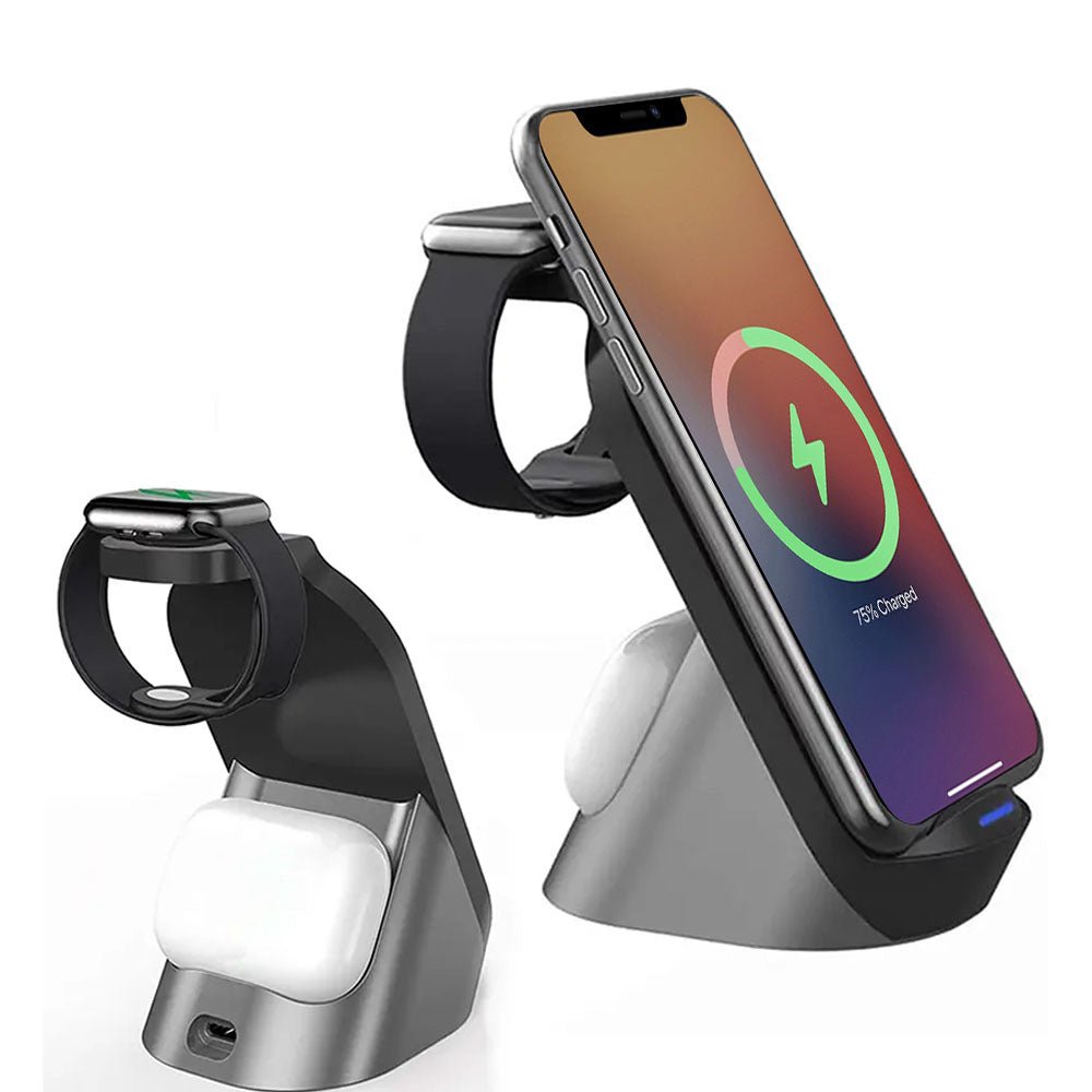iNest 3-in-1 MagSafe Wireless Charger Stand for iPhone 15/14/13, Apple Watch & AirPods | Fast Charging Station for Home, Office & Nightstand