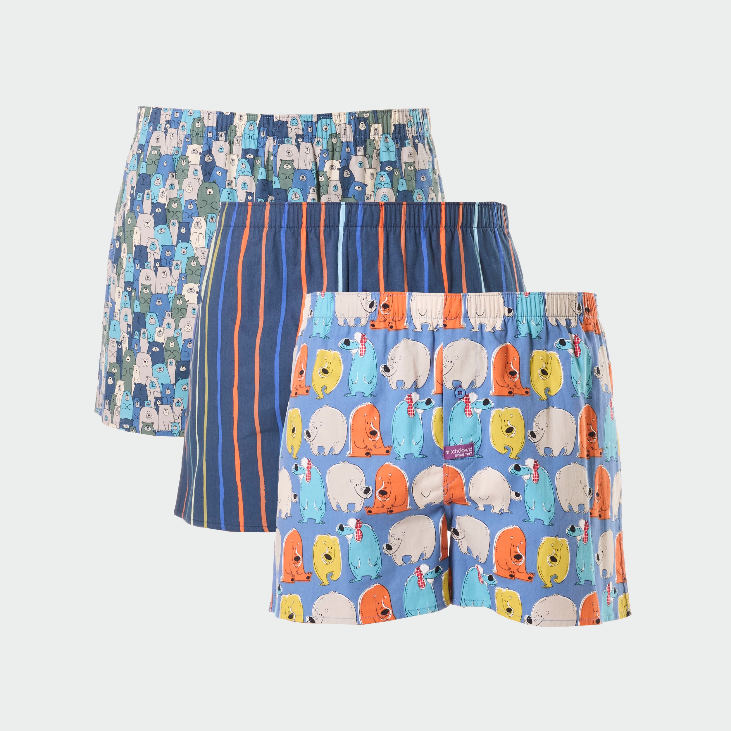 Men's Chicago Bears Cotton Boxer Briefs 3-Pack - Soft Breathable Underwear for Sports & Casual Wear - NFL Team Fan Apparel