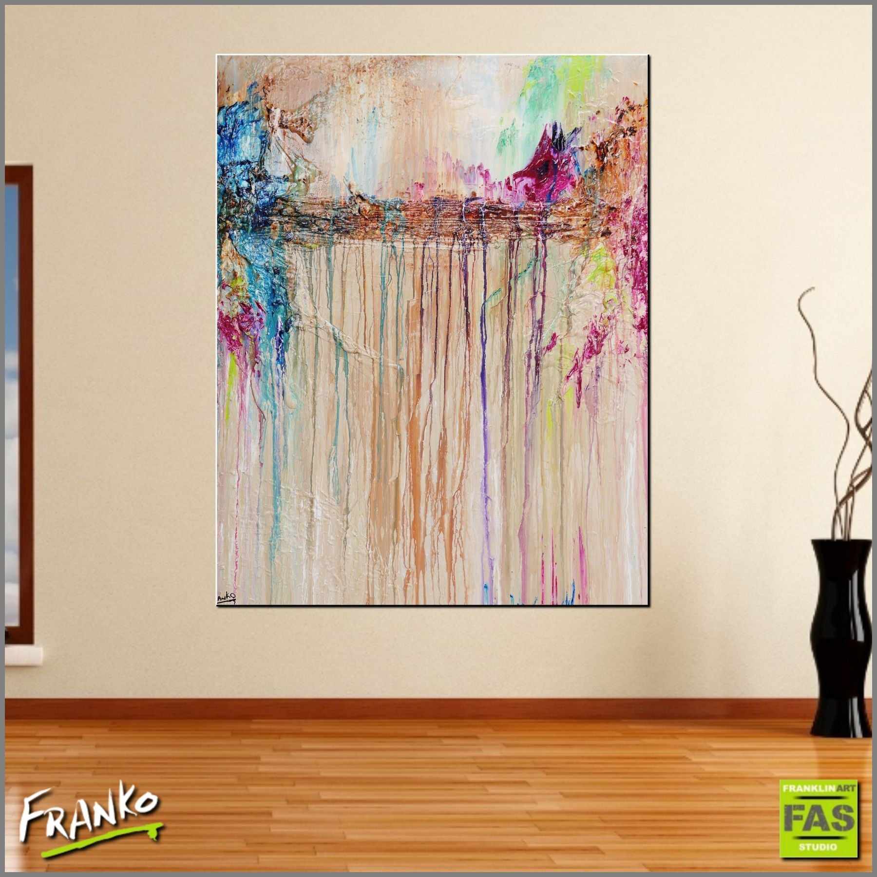 Brown Abstract Leather Pastels Painting 120cm x 150cm - Modern Wall Art for Living Room, Bedroom & Office Decor