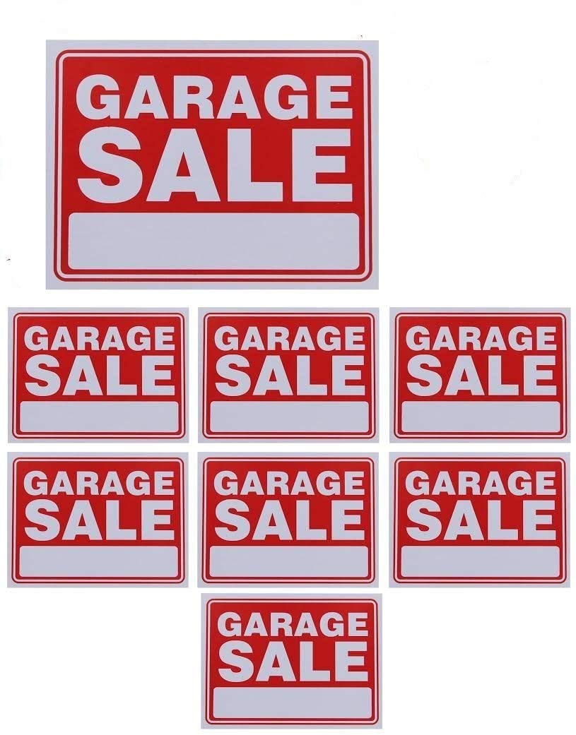 8 Pack 9''x12'' Plastic Garage Sale Signs - Fill-In for Yard Sales & Events