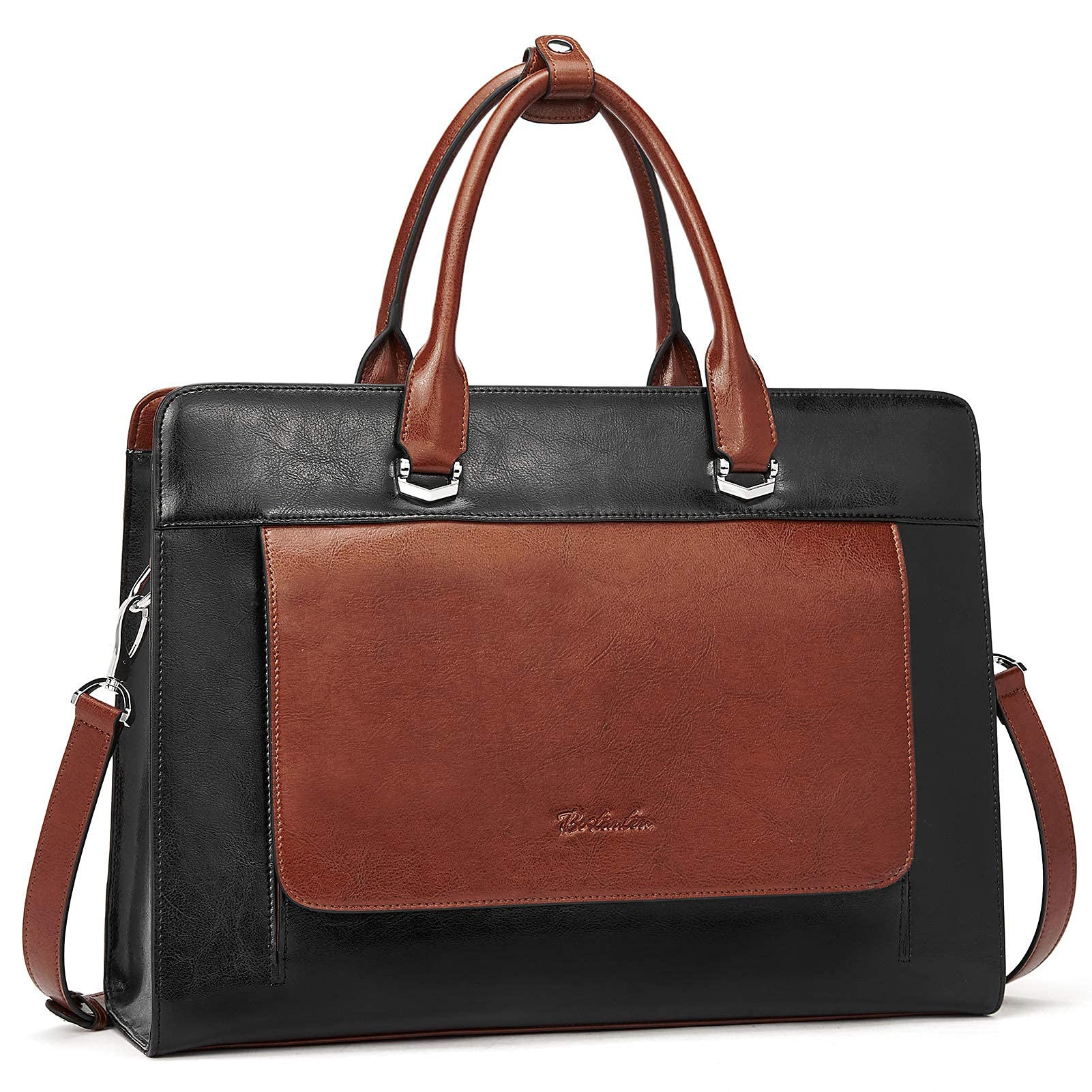 BOSTANTEN Genuine Leather Briefcase for Women - 15.6 Inch Laptop Bag Professional Business Messenger Shoulder Bag for Work, Travel & Office Commute - Stylish & Durable Work Tote with Multiple Pockets