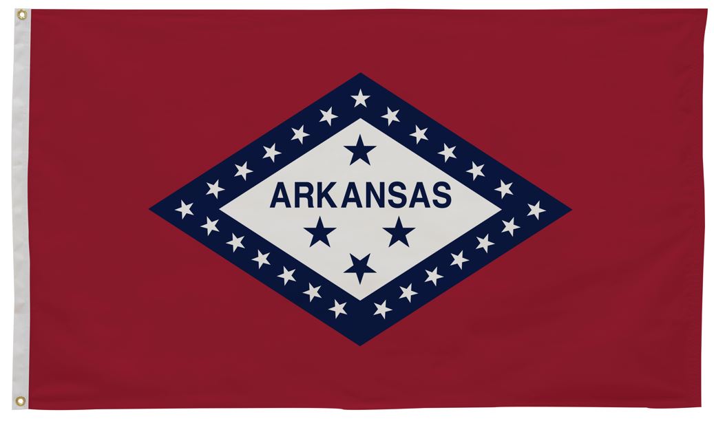 Arkansas State Flag 5' x 8' Printed Nylon - Durable Outdoor & Indoor American Flag for Parades, Schools, Government Buildings