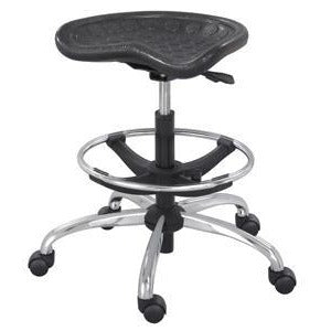 Safco 6660BL SitStar Adjustable Height Stool with Chrome Base - Perfect for Office, Kitchen, Bar & Home Use