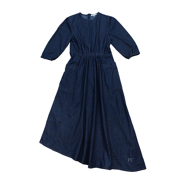 Alexandre Laurent Indigo Wash Denim Dress with Side Pockets | Women's Casual Boho Chic Dress for Summer Outings & Beach Vacations