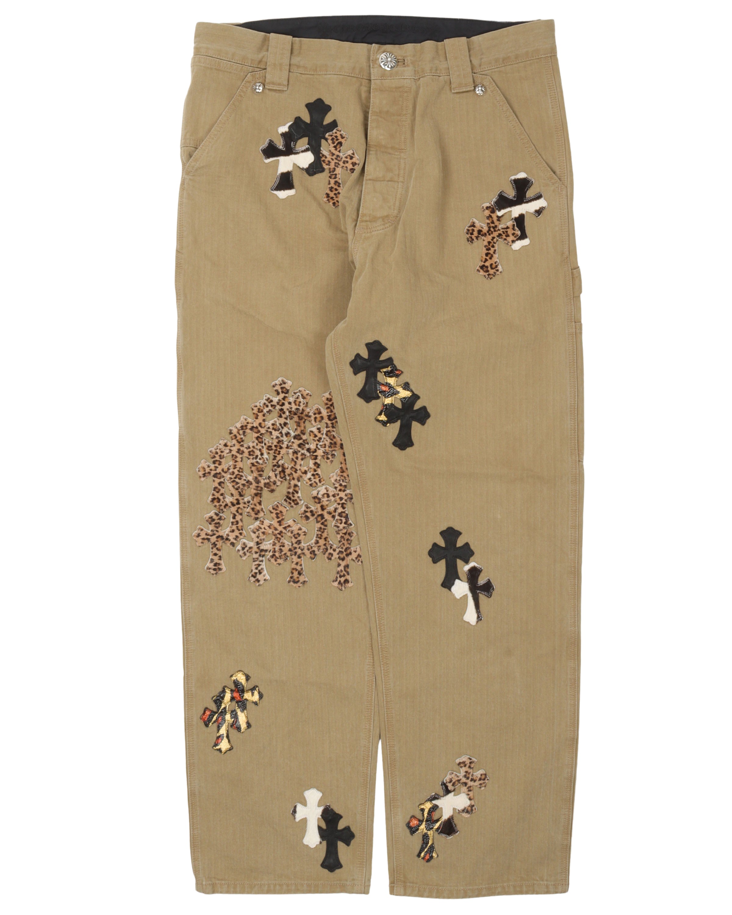 Unique 1 of 1 Cross Patch Chino Pants for Men | Trendy Distressed Denim-Look Casual Trousers | Perfect for Streetwear, Urban Fashion & Everyday Wear