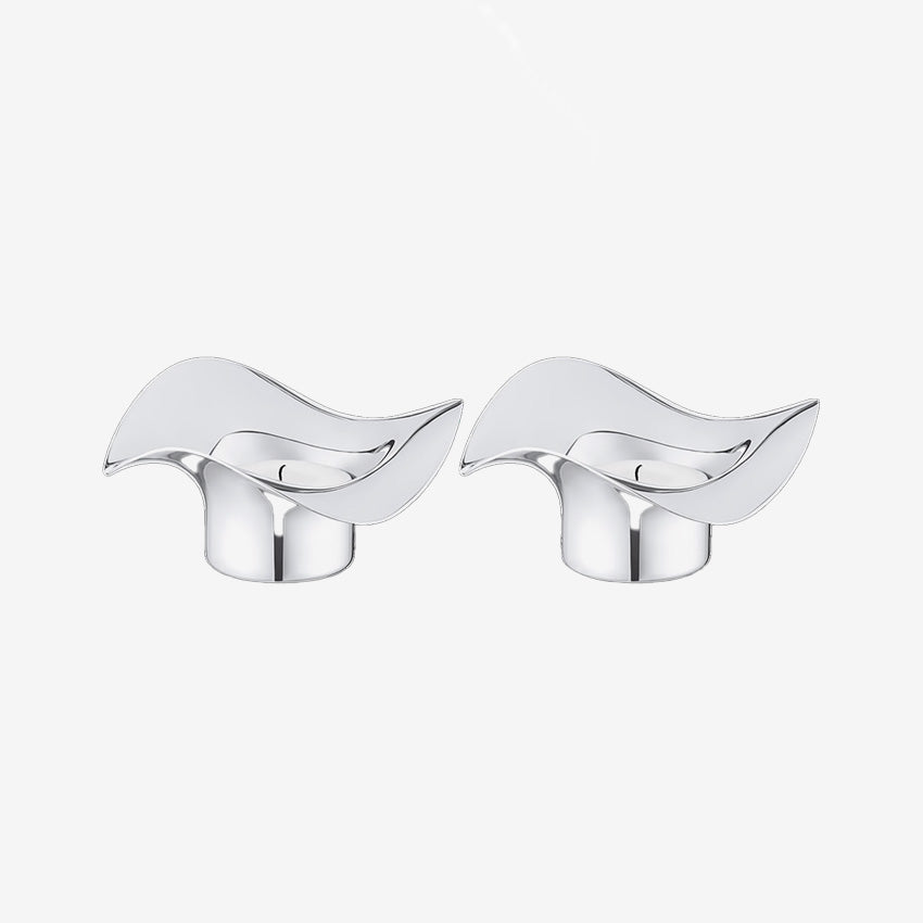 Georg Jensen Cobra Tealight Holder Set of 2 - Elegant Modern Candle Holders for Home Decor, Wedding Centerpieces & Romantic Ambiance