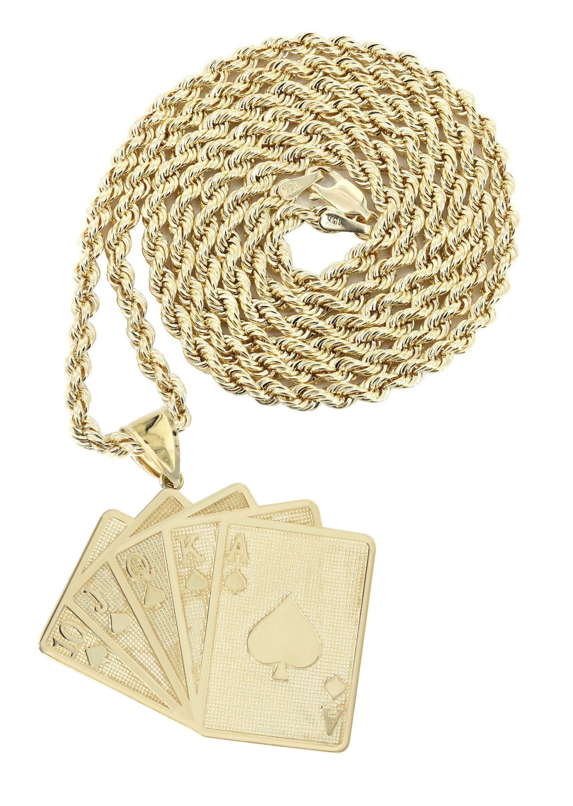 10K Yellow Gold Playing Cards Necklace - 24.7 Grams | Elegant Poker Jewelry for Casino Nights & Gift Giving