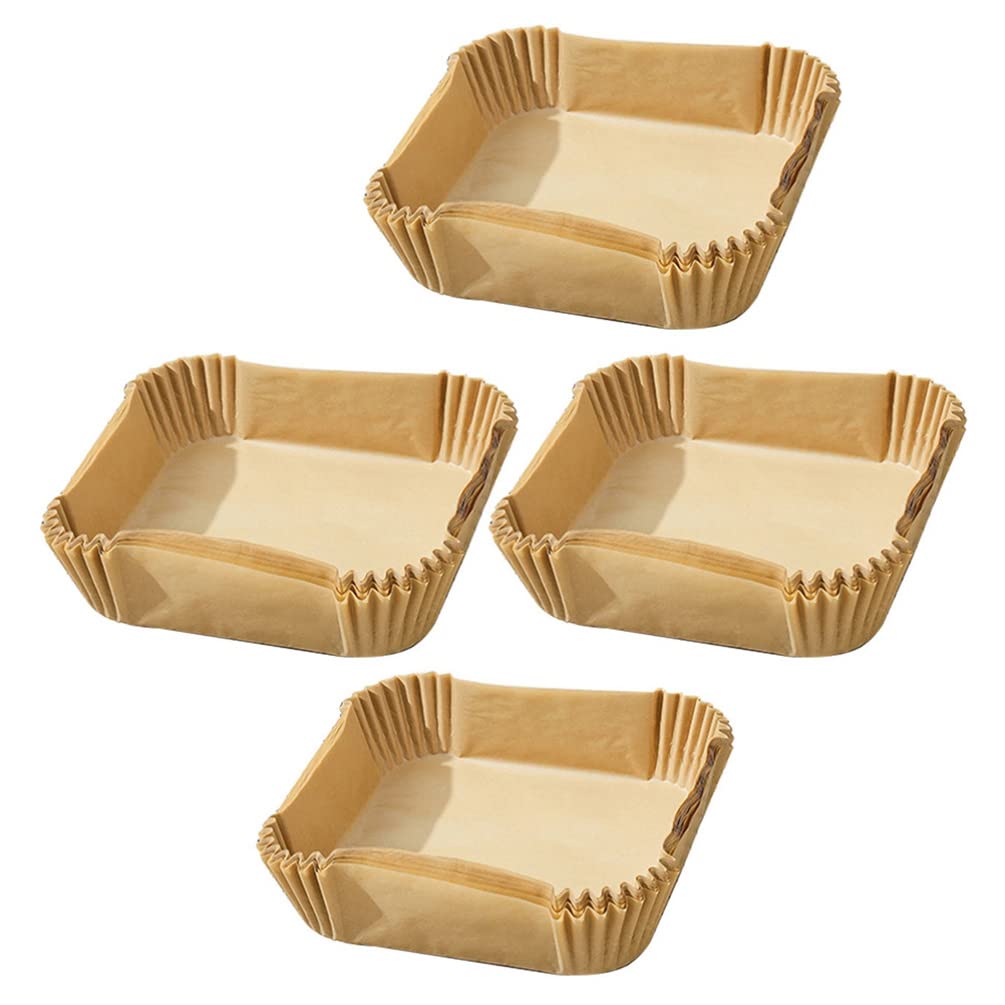 Kichvoe 30Pcs Square Air Fryer Paper Liners - Disposable Parchment Baking Mats, Oil-Proof & Non-Stick for Air Fryer, Roasting, Baking (Brown) | Perfect for Healthy Cooking, Meal Prep & Quick Cleanup