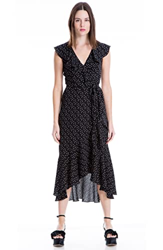 Max Studio Women's Printed Ruffle Wrap Midi Dress - Floral Summer Dress for Beach Vacation, Date Night & Party Wear
