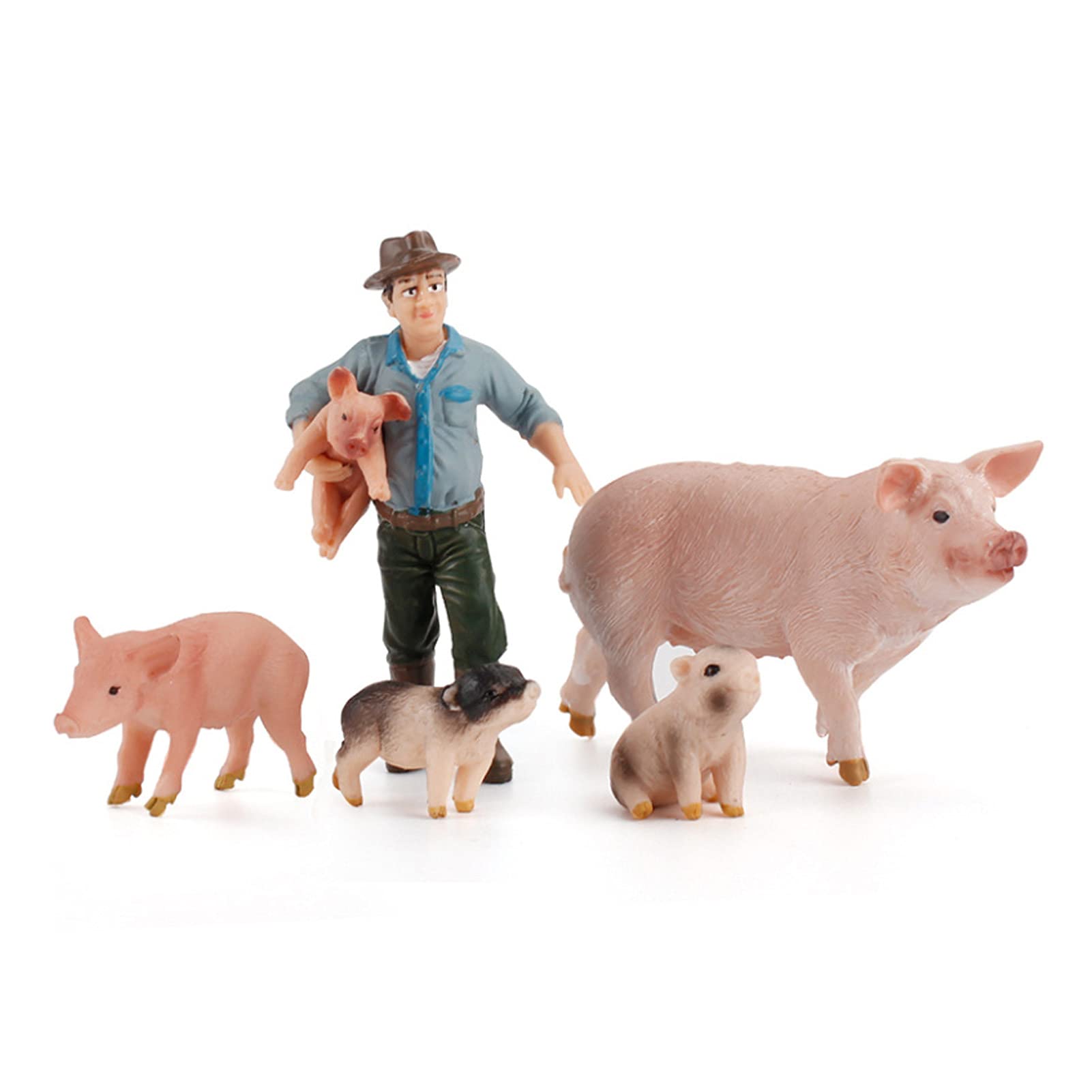 Realistic Farm Pig Animal Figures Toy Set - 5PCS Pig, Boar, Sow & Piglet Figurines for Kids, Farm Theme Cake Toppers, Educational Cognitive Toys | Perfect for Farm Animal Learning, Birthday Parties & Pretend Play