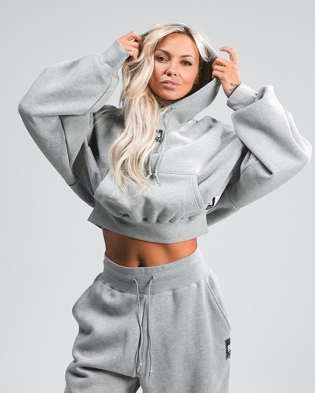 Women's Oversized Crop Hoodie - Heather Grey | Casual Streetwear for Women | Perfect for Loungewear, Gym & Outdoor Activities
