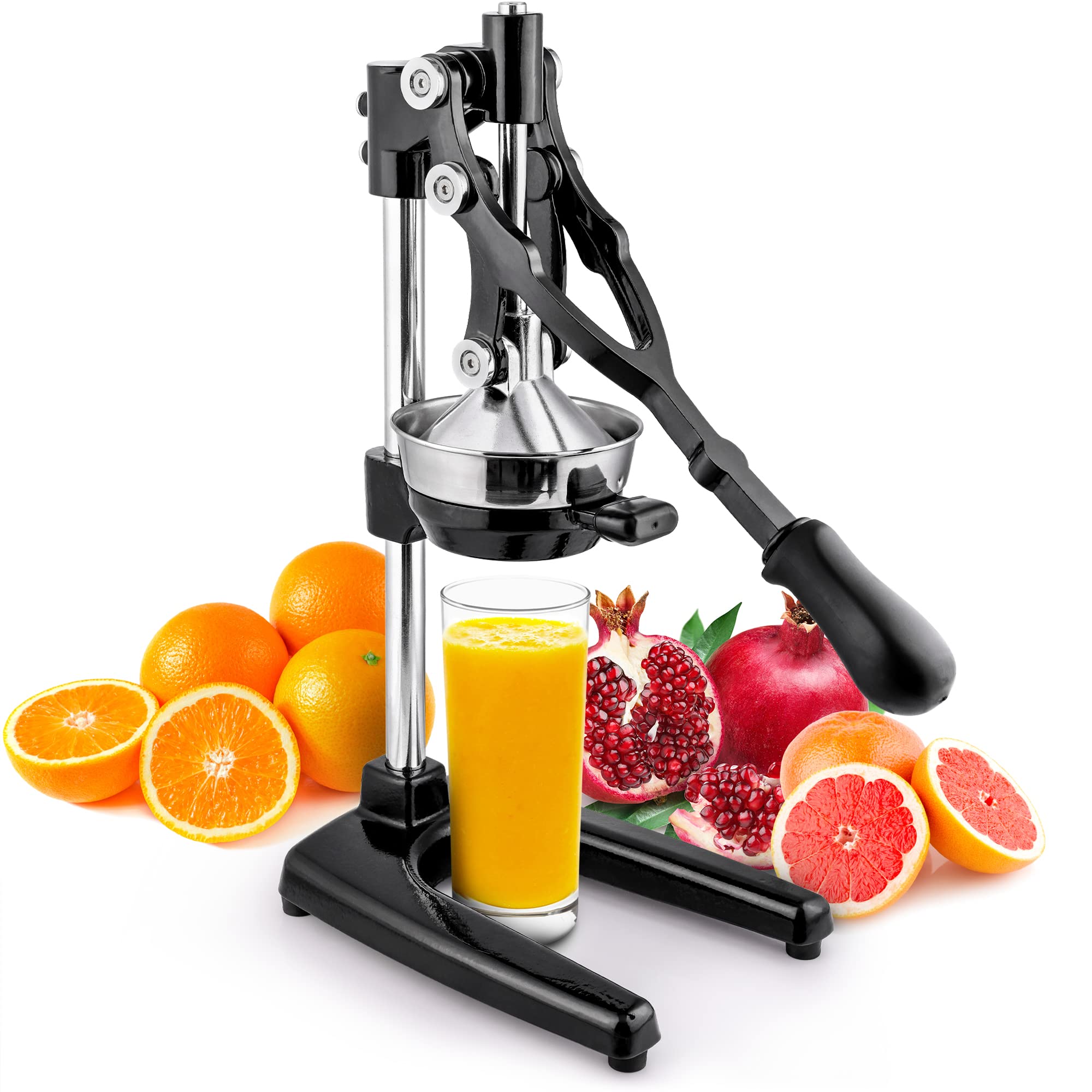 Zulay Extra Tall Citrus Press Manual Juicer - Heavy Duty Orange & Lemon Squeezer for Tall Glasses, Tumblers & Cups - Stainless Steel Fruit Juice Presser - Perfect for Fresh Juice, Cocktails & Healthy Drinks at Home, Bars or Restaurants