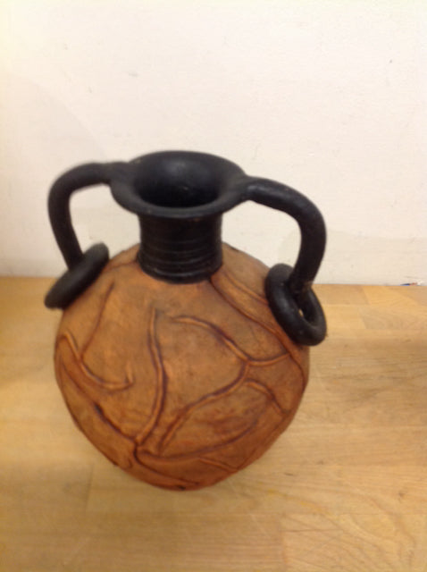 Handmade Brown & Black Ceramic Vase - 9 Inch Decorative Pottery for Home, Office & Wedding Decor