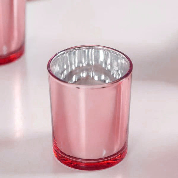 10 Pack Rose Gold Pink Glass Votive Tealight Candle Holders - Elegant Wedding, Bridal Shower, Baby Shower & Valentine's Day Decorations - Perfect for Romantic Dinner, Party Centerpieces and Home Decor