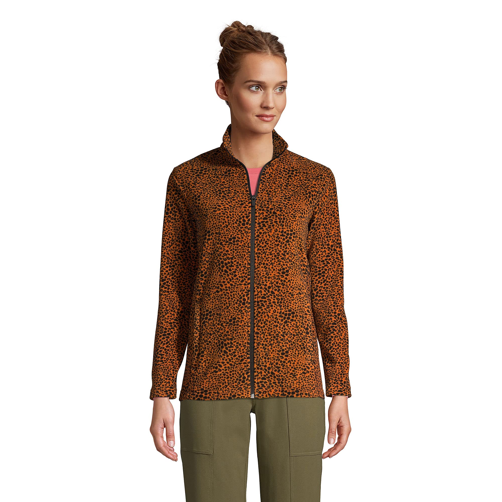 Lands' End Women's Fleece Full Zip Jacket - Soft Warm Winter Outerwear for Hiking, Camping & Casual Wear