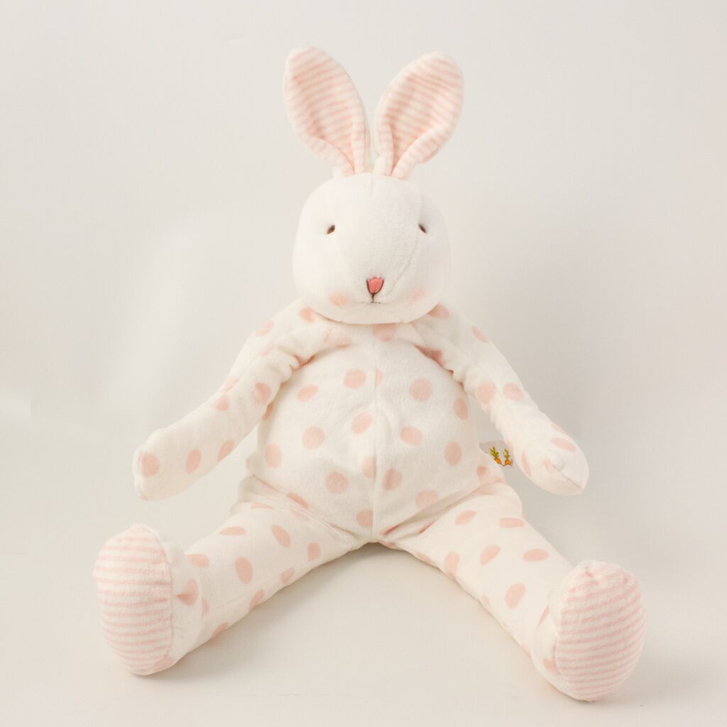 Polka Dot Pink Bunny with Carrots - Retired Collectible Figurine - Perfect for Easter Decor, Gift Giving & Home Display