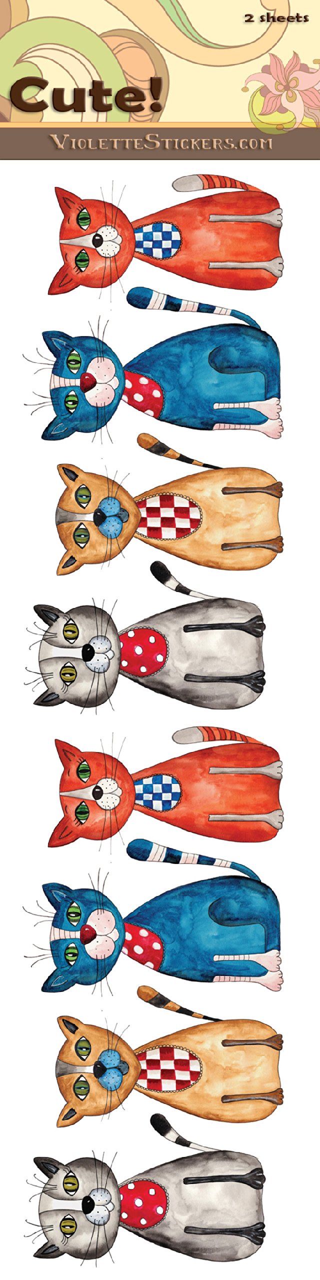 Adorable Country Cat Stickers - Waterproof Vinyl Decals for Laptops, Water Bottles & DIY Crafts - Perfect for Scrapbooking, Journaling & Home Decor
