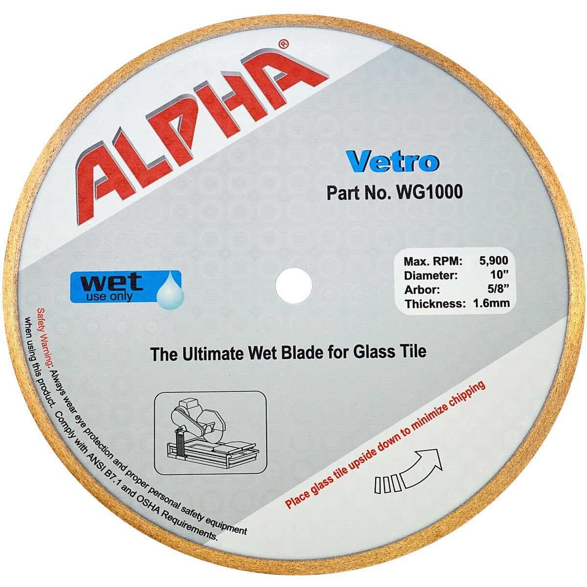 Alpha Vetro Premium Glass Tile Blade - Diamond Coated for Smooth Cutting - Perfect for Mosaic, Backsplash, and DIY Home Renovation Projects