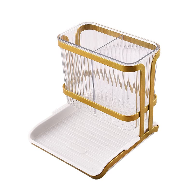 Wall Mount Chopstick Holder with Drain Tray - Kitchen Utensil Organizer for Chopsticks, Forks, Spoons & Knives - Space Saving Cutlery Storage for Countertop, Sink or Dining Table - Perfect for Asian Cuisine, Restaurants & Home Kitchens