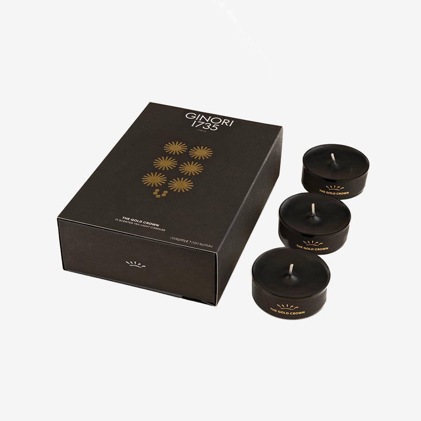 Ginori 1735 LCDC Tealight Scented Candles - The Gold Crown - Set of 12 Luxury Scented Tea Lights for Home Decor, Relaxation & Romantic Ambiance