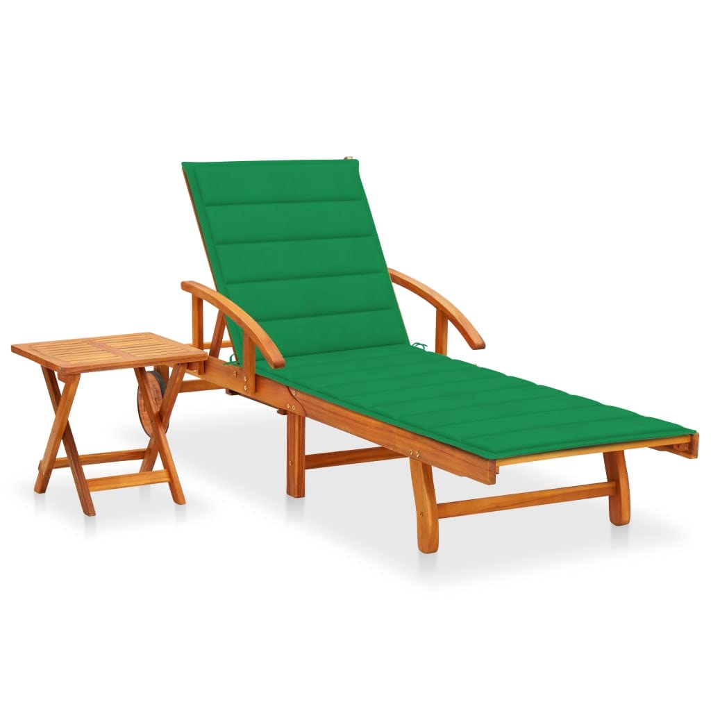 Comfortable Reclining Lounge Chair - Single Theater Seating Sofa with Padded Seat & Cushion - Solid Acacia Wood Recliner for Reading, Patio & Sun Lounging - Includes Side Table - Perfect for Living Room, Home Theater & Outdoor Relaxation