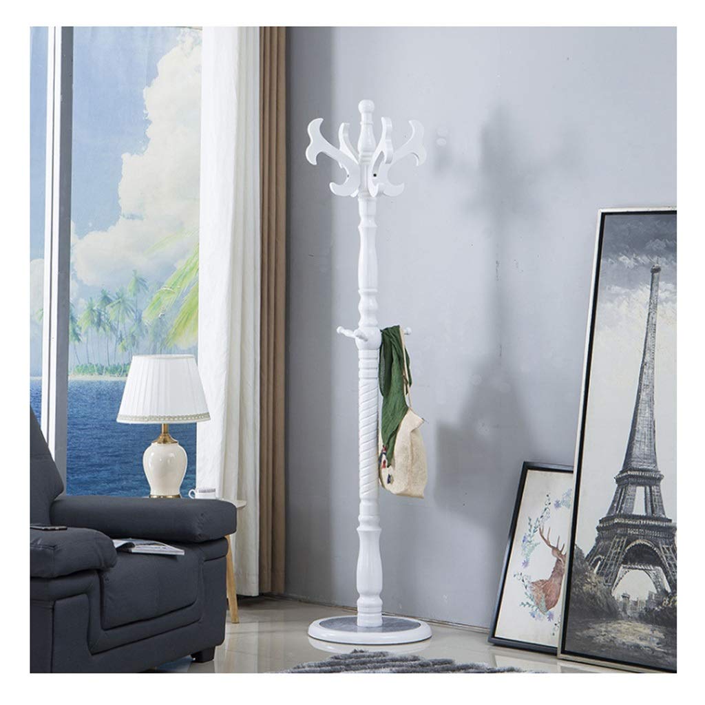 Solid Wood Coat Rack - Multi-Functional Standing Organizer for Coats, Hats, Scarves & Handbags - White | Perfect for Entryway, Bedroom & Closet Organization