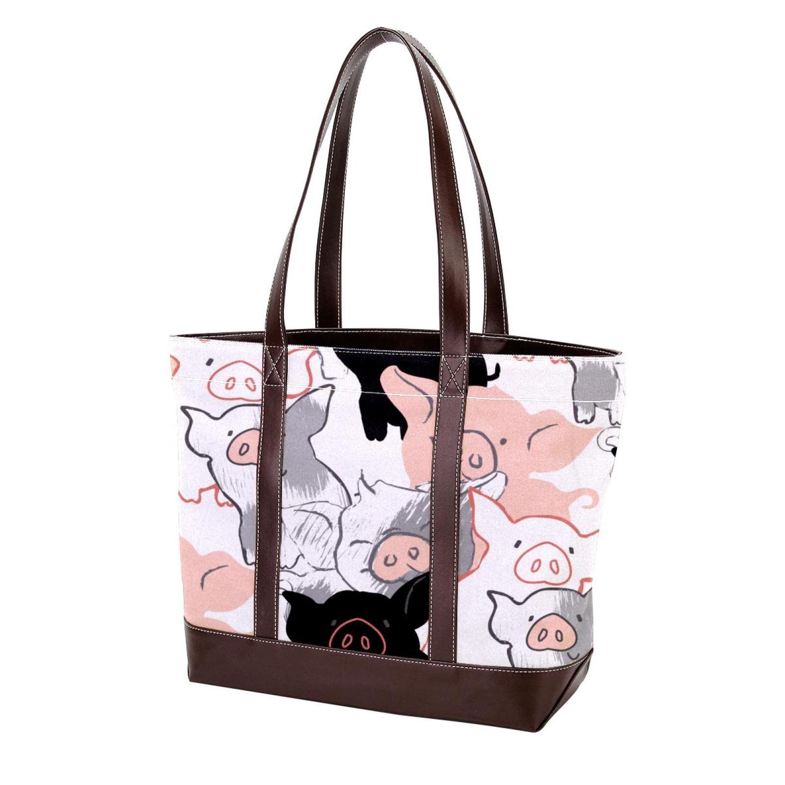 Dolphin Print Tote Bags for Women - Large Leather & Canvas Shoulder Bags, Top Handle Satchel Purses - Perfect for Beach, Work & Travel Accessories