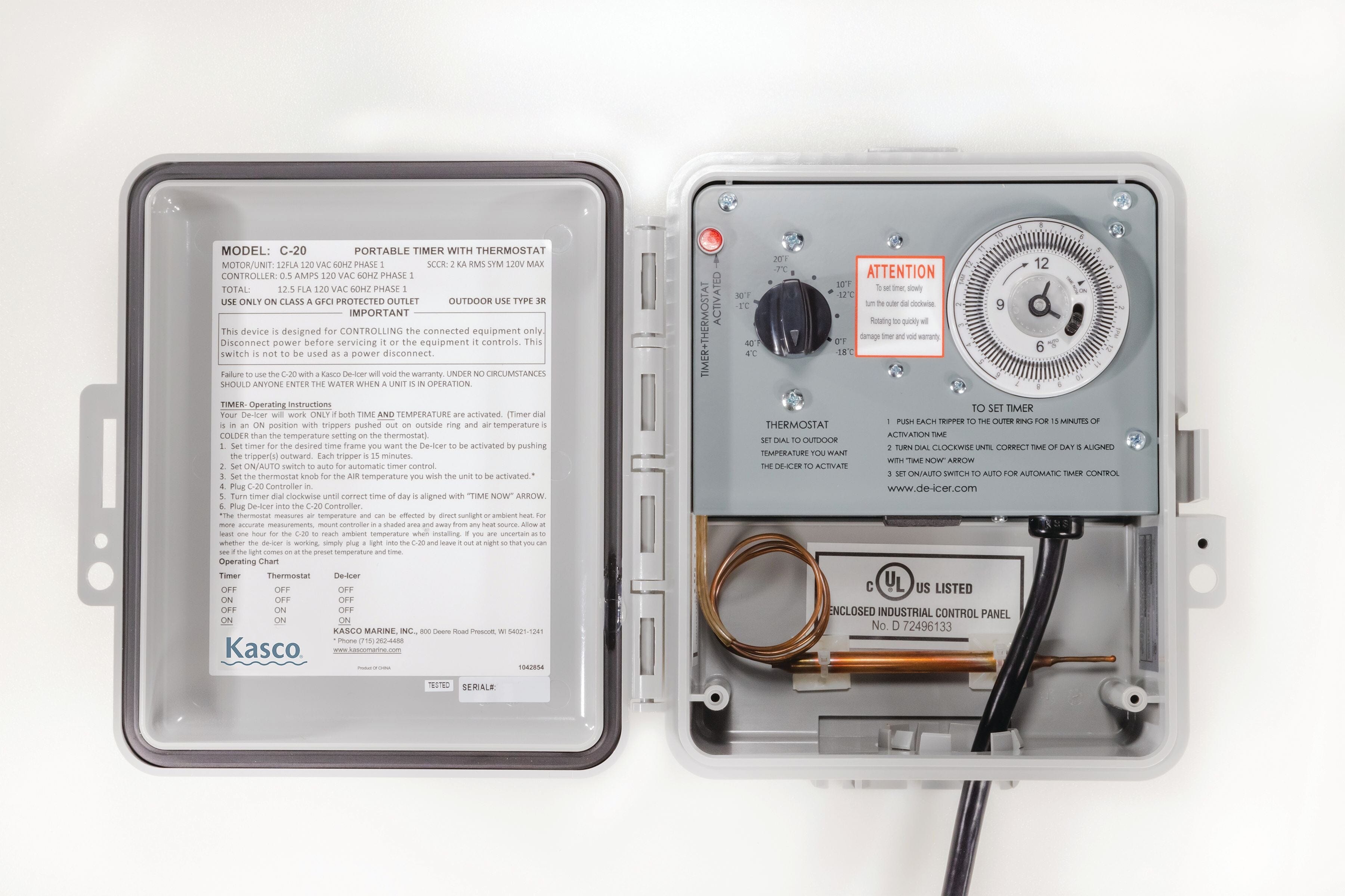 Kasco C20 Timer & Temperature Controller for De-Icers - Automatic Ice Prevention for Ponds, Lakes & Water Features