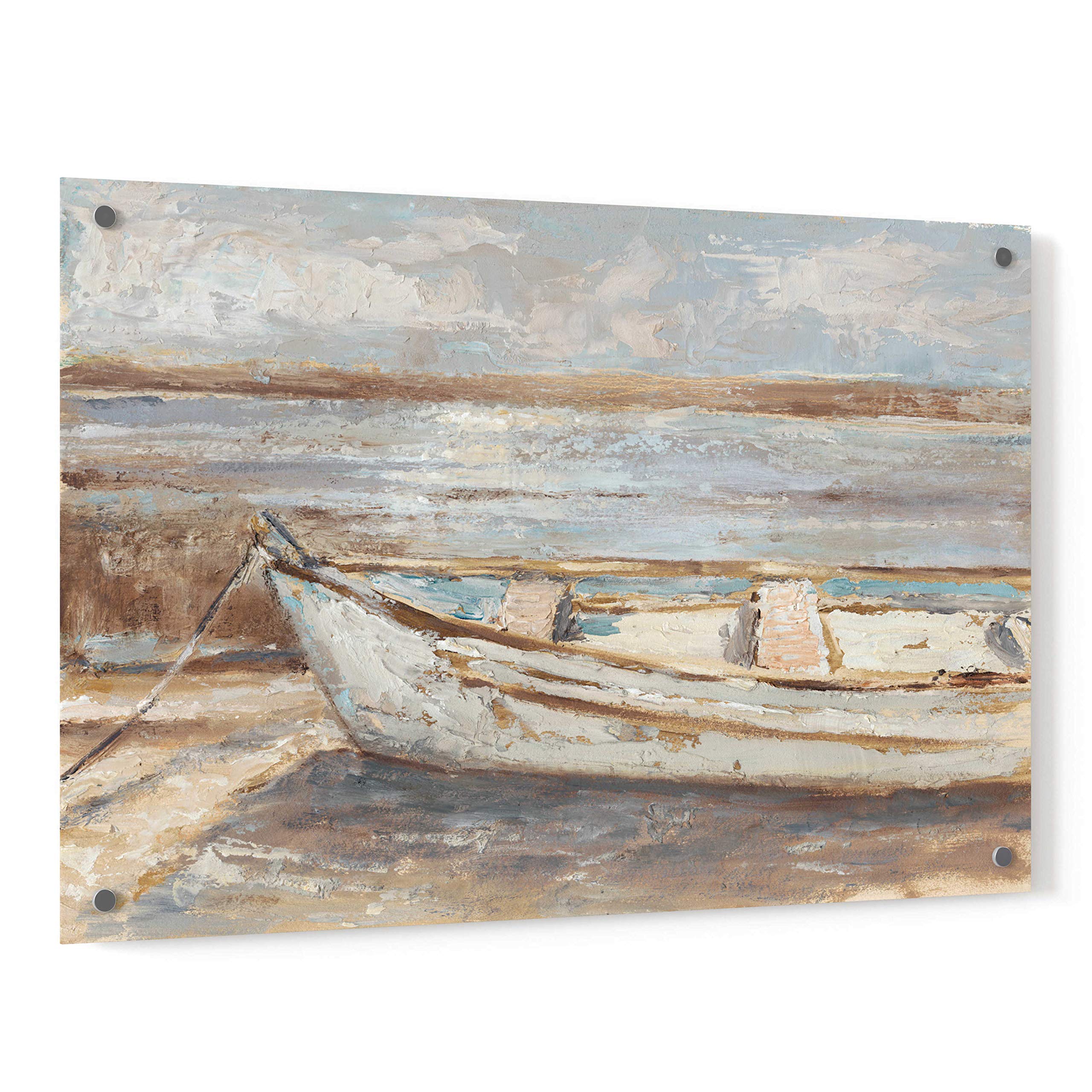 Ethan Harper Weathered Rowboat II Acrylic Glass Wall Art - 36x24 Inches Coastal Nautical Painting for Living Room, Beach House & Office Decor