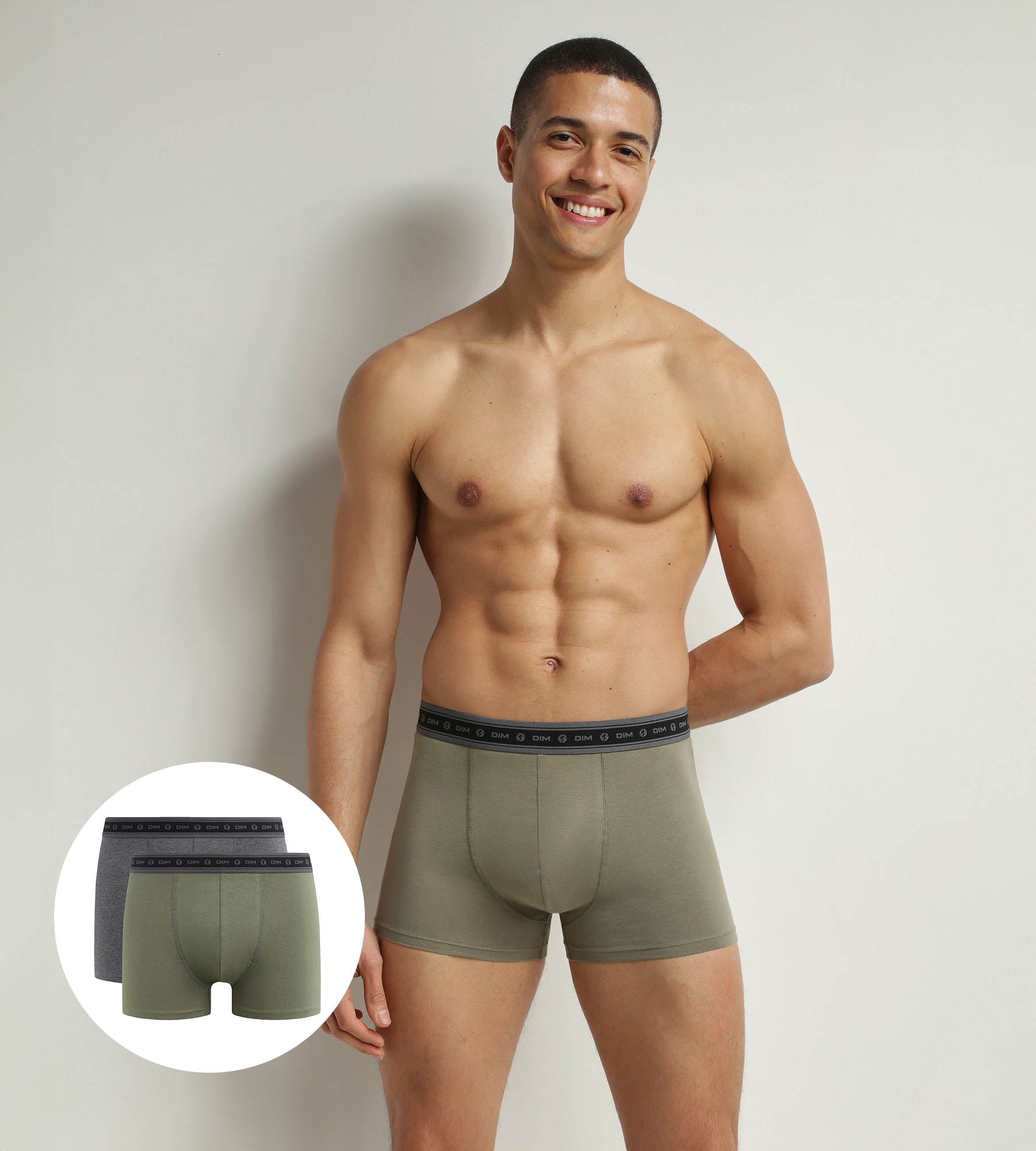 Organic Cotton Men's Boxer Briefs 2-Pack - Charcoal & Earth Green | Soft, Breathable & Comfortable Underwear for Everyday Wear & Active Lifestyles