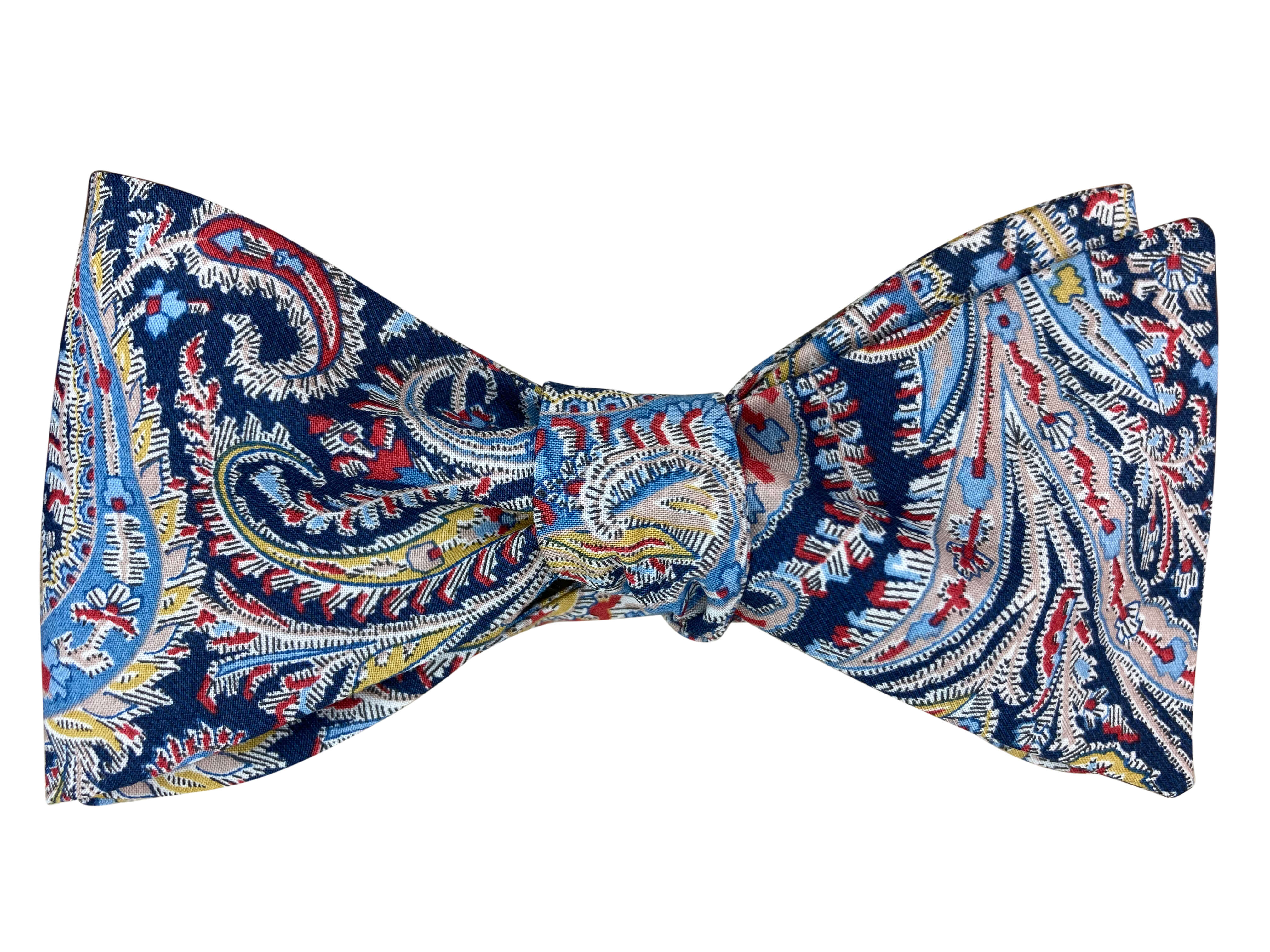 Elegant Navy Blue Paisley Bow Tie for Men - Classic Silk Necktie for Weddings, Prom & Formal Events