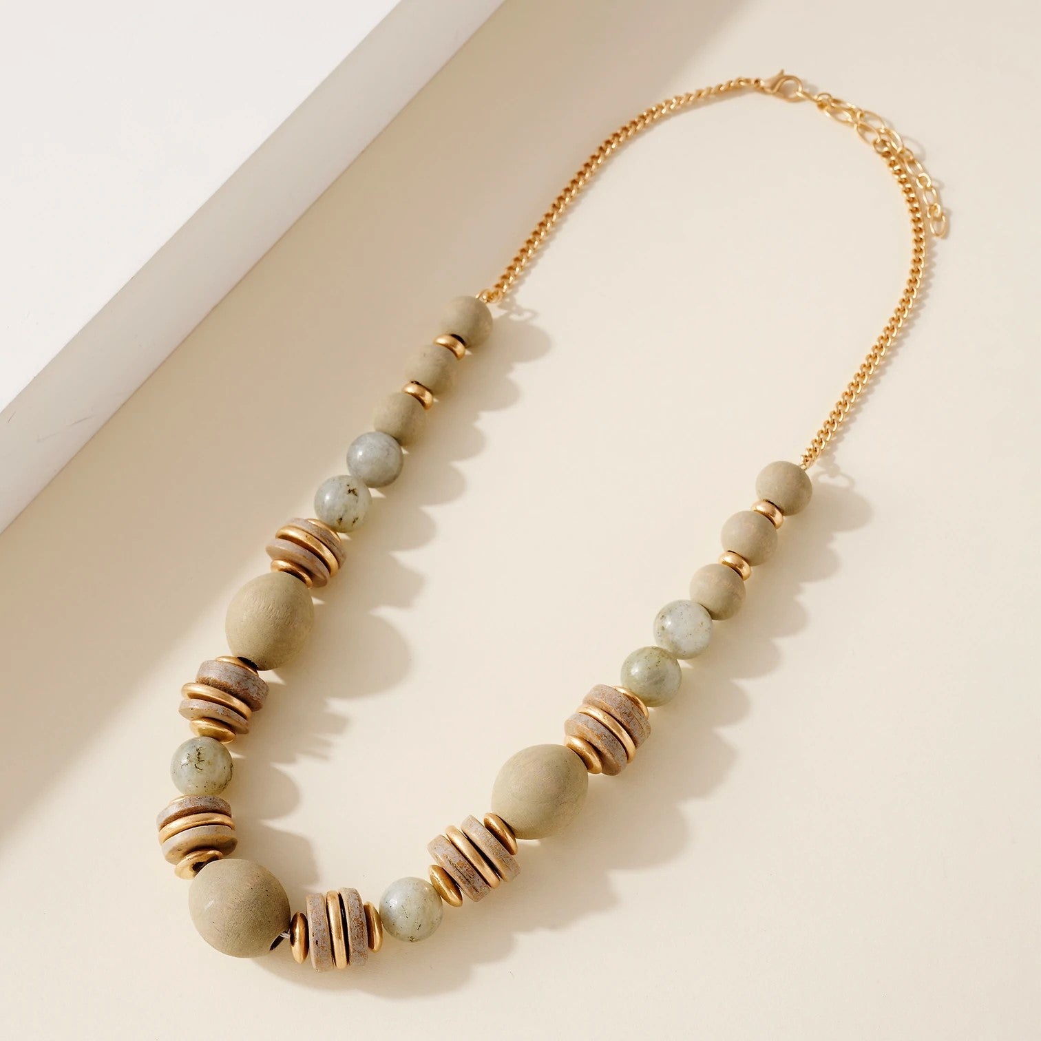 Chunky Wood Stone Bead Necklace for Women - Handmade Boho Statement Jewelry - Perfect for Festivals, Beach Parties & Everyday Boho Style