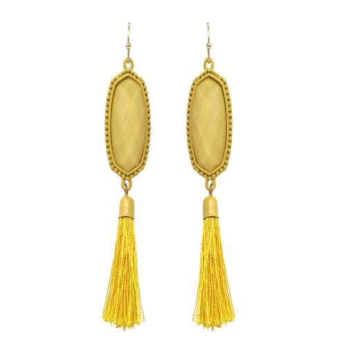 Geometric Tassel Earrings for Women - Yellow Boho Dangle Earrings | Perfect for Parties, Weddings & Everyday Wear