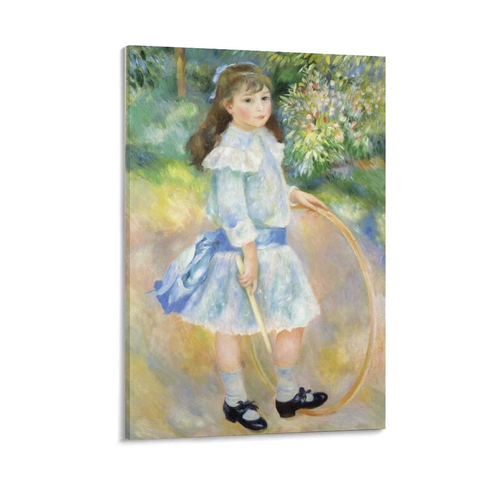 Pierre-Auguste Renoir Girl with A Hoop Canvas Art Print - Impressionist Wall Decor (24x36 inch/60x90cm) Framed or Unframed - Perfect for Living Room, Bedroom & Office Decor