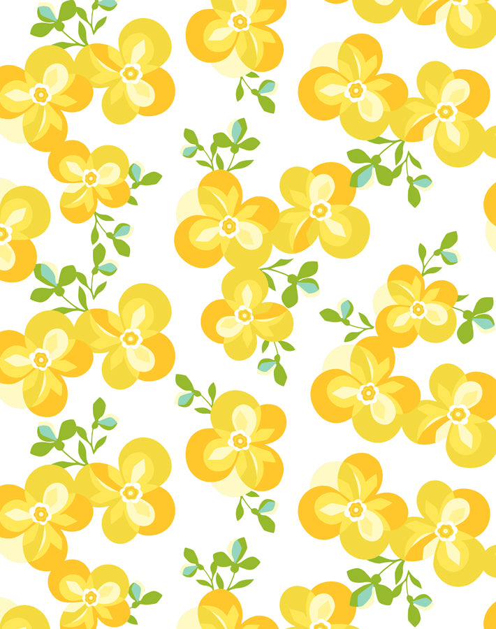 Tea Collection Daffodil Floral Wallpaper - Elegant Graphic Flower Design for Home & Office Decor