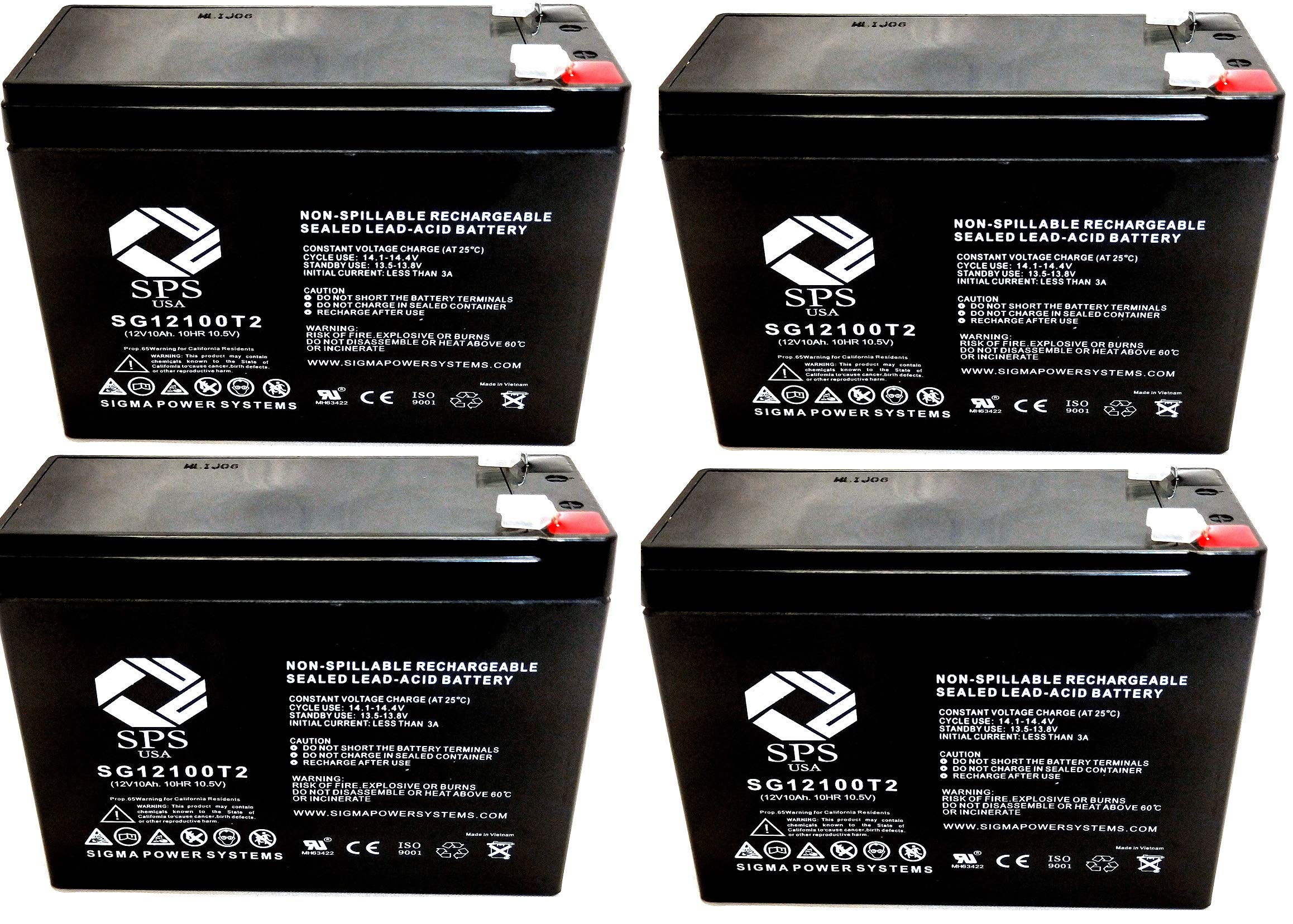 SPS Brand 12V 10Ah Replacement Battery for APC Back-UPS280 (4-Pack) - Power Backup for Home Office, Computer, Router & Network Equipment