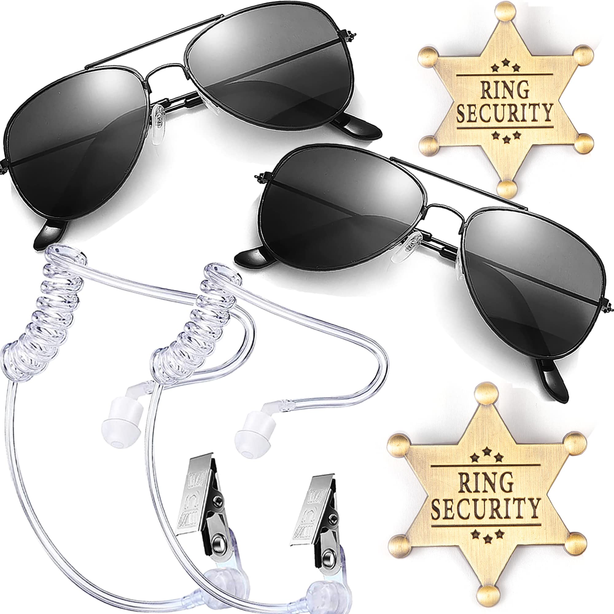 Kids Spy Police FBI Toy Set - Wedding Ring Bearer Security Costume with Sunglasses, Earpiece & Ring Badge Box | Perfect for Cosplay, Role Play & Themed Weddings