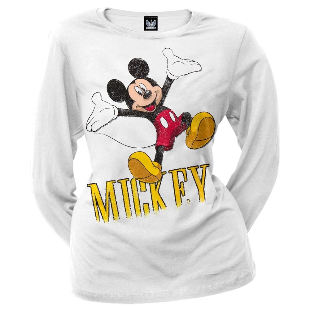 Disney Mickey Mouse Long Sleeve T-Shirt for Kids - Soft Cotton X-Small White Top for Playdates, School & Family Outings