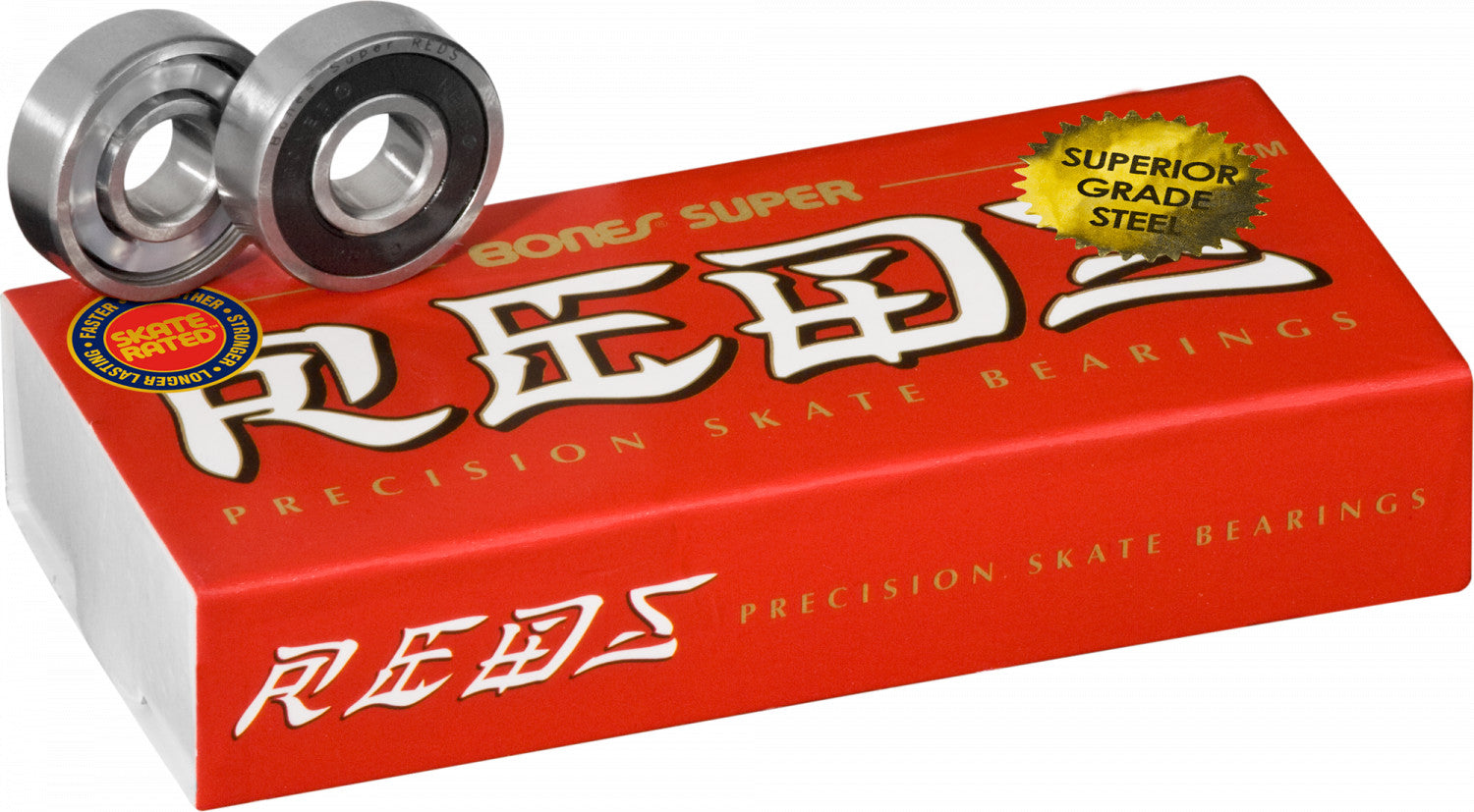 Bones Super Reds 8mm Skateboard Bearings - High Speed Precision Bearings for Skateboards, Longboards & Roller Skates - Perfect for Street Skating, Park Riding & Downhill Speed