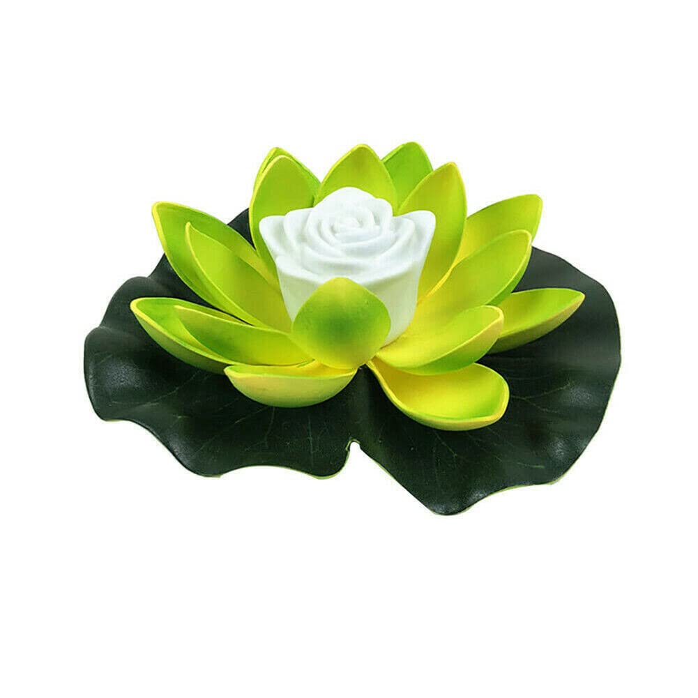 Solar Powered Floating LED Lotus Flower Lights - Waterproof Garden & Pond Decor, Outdoor Landscape Lighting for Pool, Backyard, Patio (Green)