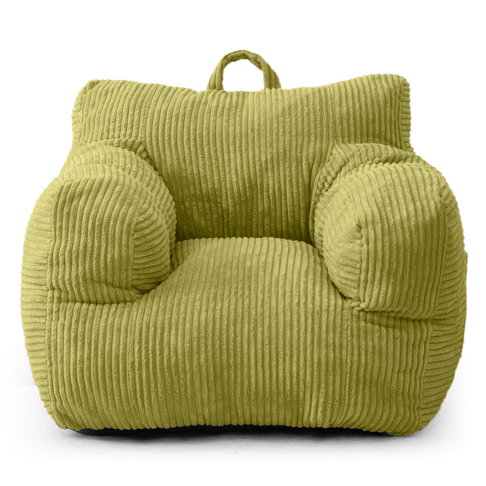 MAXYOYO Kids Bean Bag Chair - Soft Corduroy Bean Bag Couch with Armrests for Children's Bedroom, Playroom & Dorm (Green) - Perfect for Reading, Gaming & Relaxing