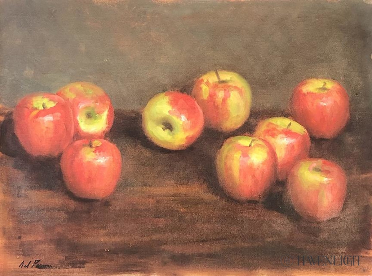 Original Apple Painting 19x20 Inches - Handmade Fruit Artwork for Home Decor, Kitchen Wall Art, and Dining Room Aesthetic
