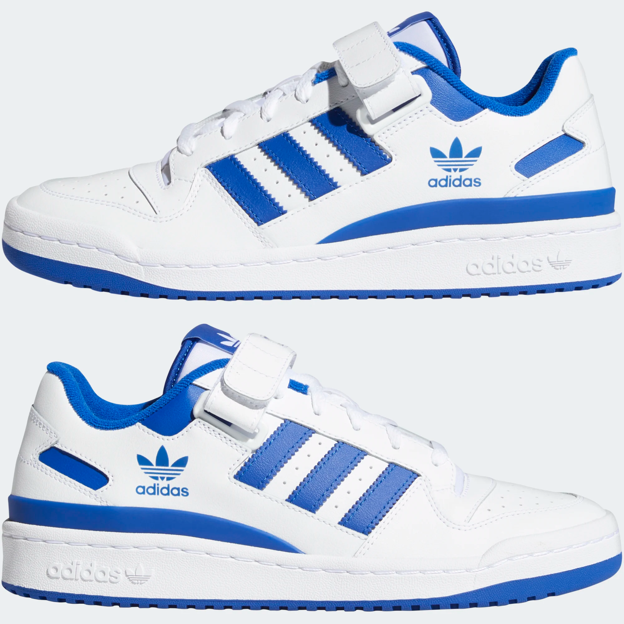 Adidas Men's Forum Low Sneakers - Cloud White/Royal Blue Basketball Shoes for Men | Casual Streetwear & Gym Workout Shoes