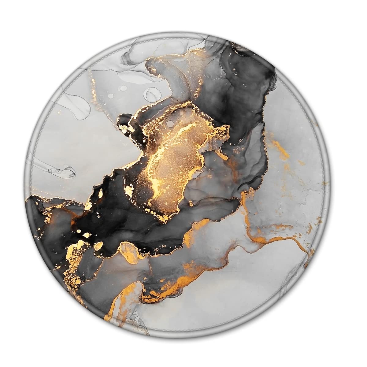 Premium Black Gold Marble Mouse Pad - Non-Slip Rubber Base, Waterproof Textured Surface - 7.9×7.9×0.12 inches Round Mouse Mat for Laptop, PC, Office & Gaming - Perfect for Work, Home & Travel Use