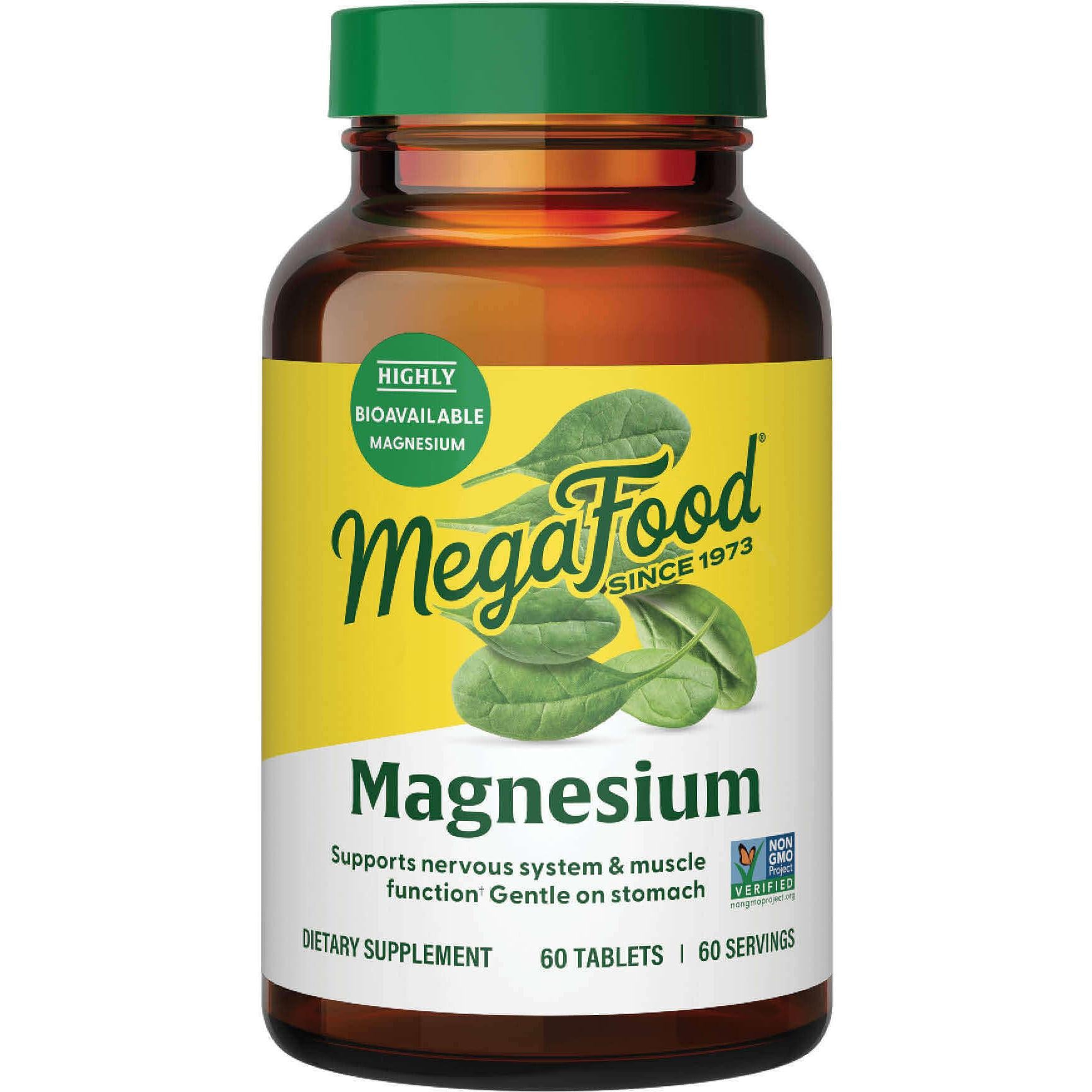 MegaFood Magnesium Supplement for Stress Relief & Sleep Support - Vegan, Non-GMO, Whole Food Nutrition - Supports Muscle Relaxation & Heart Health - Ideal for Daily Wellness & Relaxation Routines