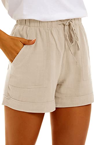**KINSWT Women's Casual Summer Shorts - Elastic Waist with Drawstring, Comfortable & Pocketed - Perfect for Outdoor Activities, Travel, and Everyday Wear**