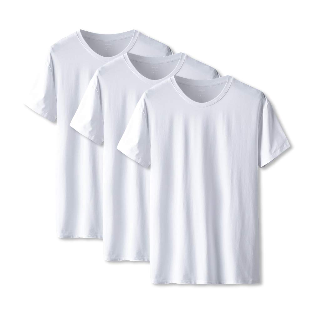 Soft & Comfy Men's V-Neck T-Shirts 3-Pack - Breathable Modal Short Sleeve Undershirts for Everyday Wear | Work, Gym & Casual Outfits