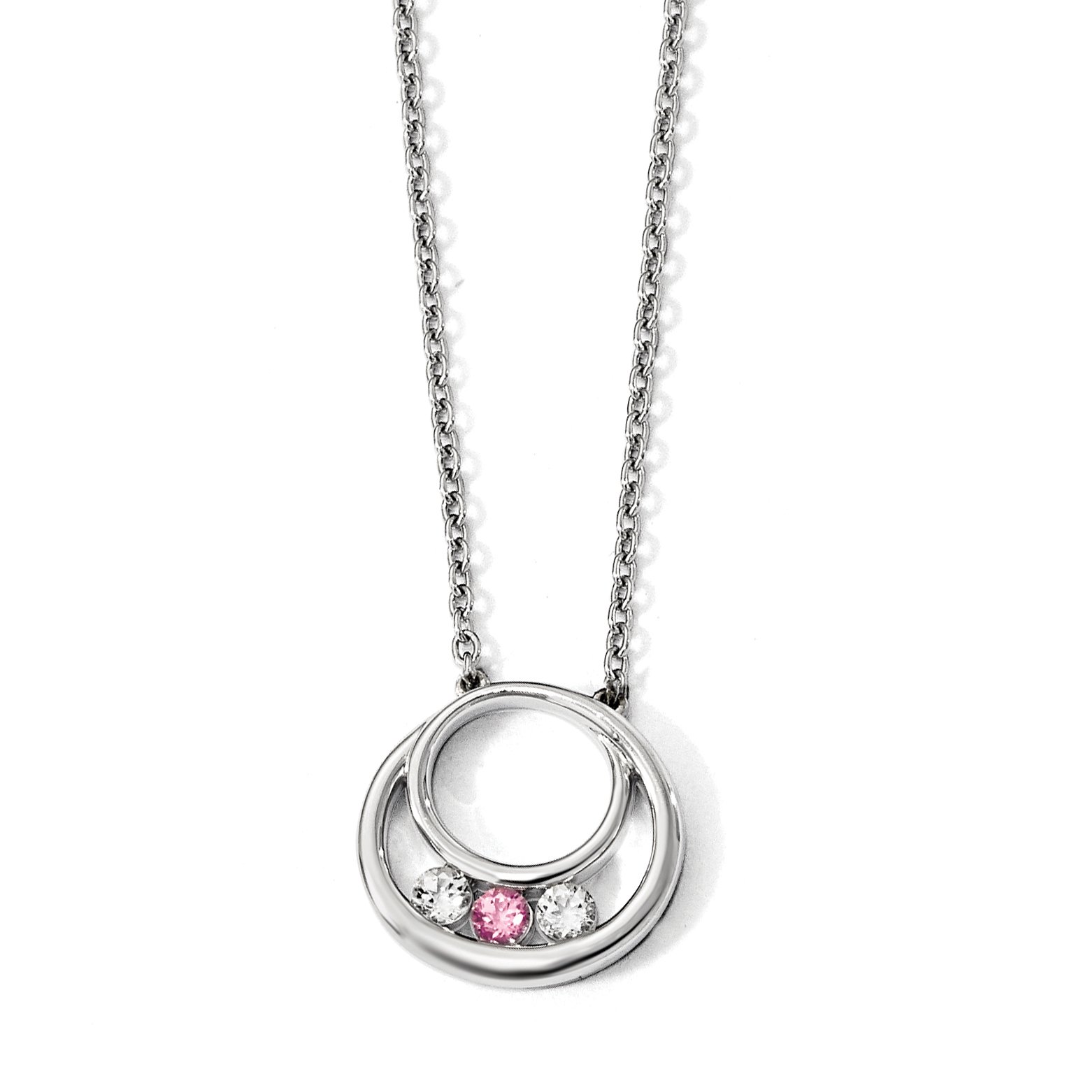 Sterling Silver Circle of Hope Necklace with Swarovski Clear & Pink Topaz - Inspirational Jewelry Gift for Cancer Survivors, Breast Cancer Awareness, and Special Occasions