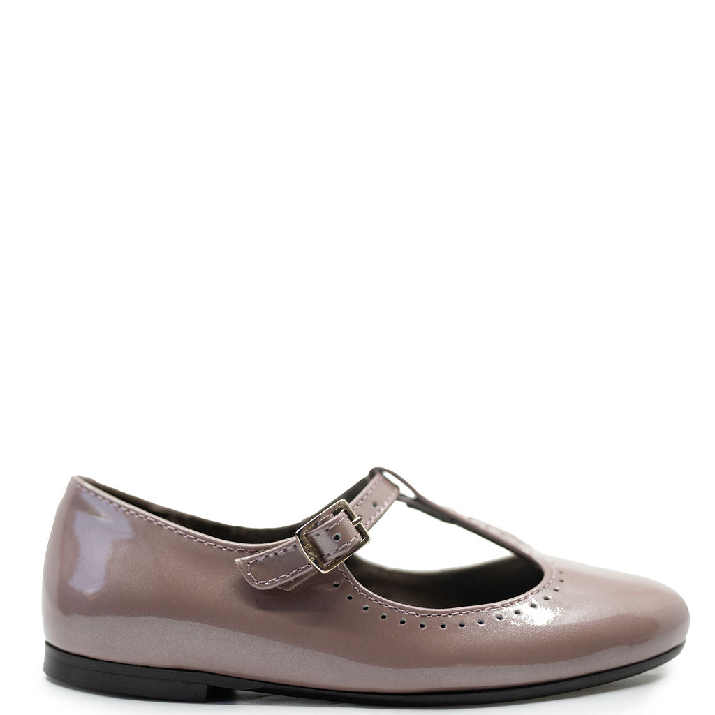 Papanatas Mauve Patent T-Strap Mary Jane Shoes for Women - Elegant & Comfortable Dress Shoes for Work, Parties & Weddings