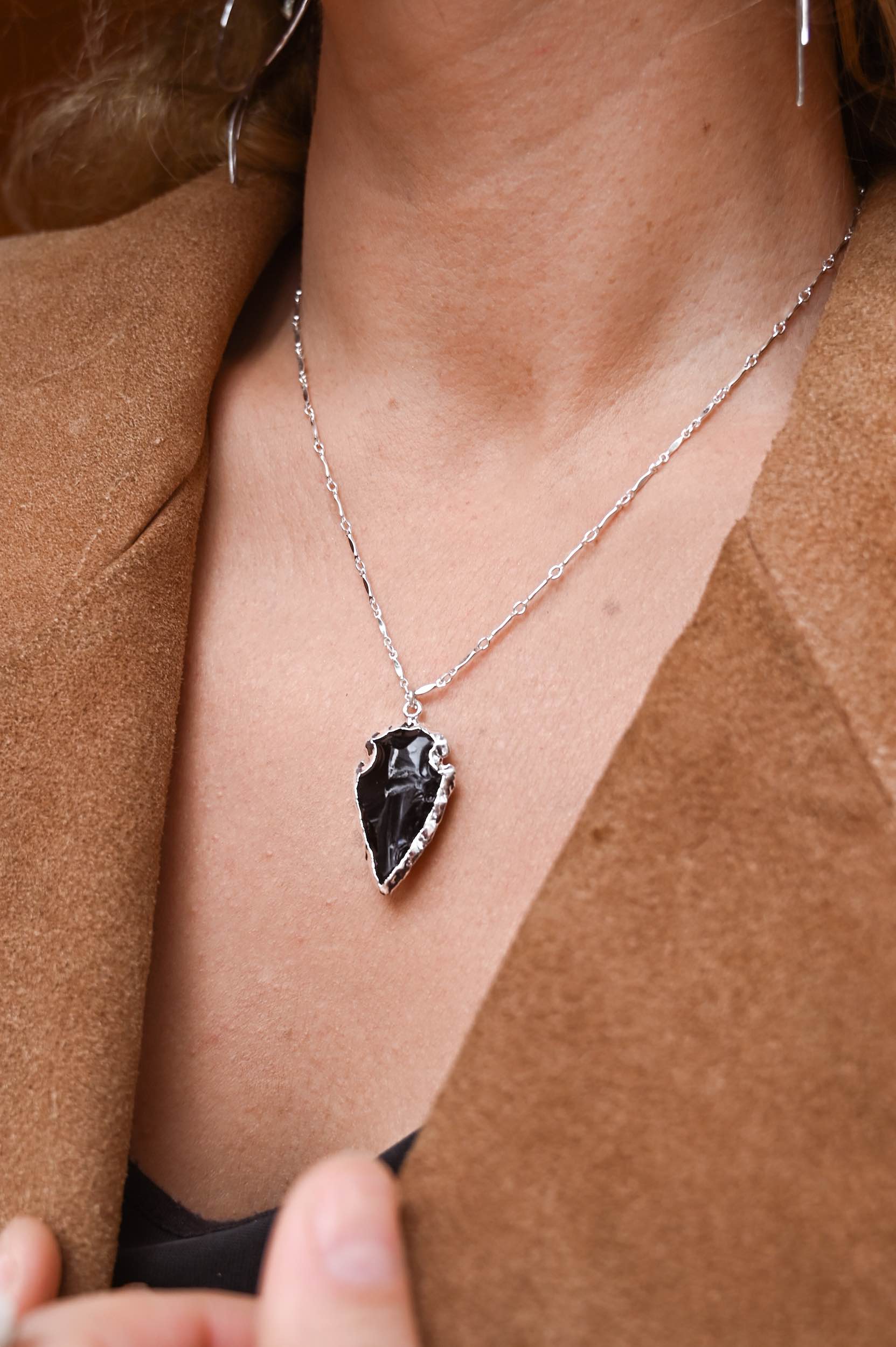 Rooted in Love Obsidian Arrowhead Necklace - Handmade Black Stone Pendant for Women, Spiritual Protection Jewelry Gift for Her | Perfect for Meditation, Yoga & Everyday Wear